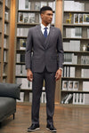 "Mens Stacy Adams Suit - Stacy Adams Suit Men's Designer Suit - Charcoal Grey Vested One Button Peak Lapel"