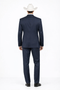 2 Button Vested Satin Trim Lapel Cowboy Tuxedo in Navy