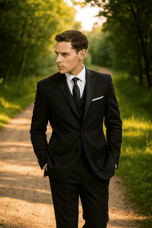 Mantoni Black Wool 2-button 2-Piece Tuxedo