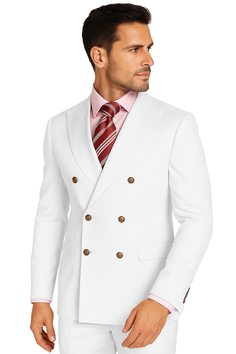Men's High Quality Snow White Men's Double Breasted Suits Jacket Blazer Dinner Jacket