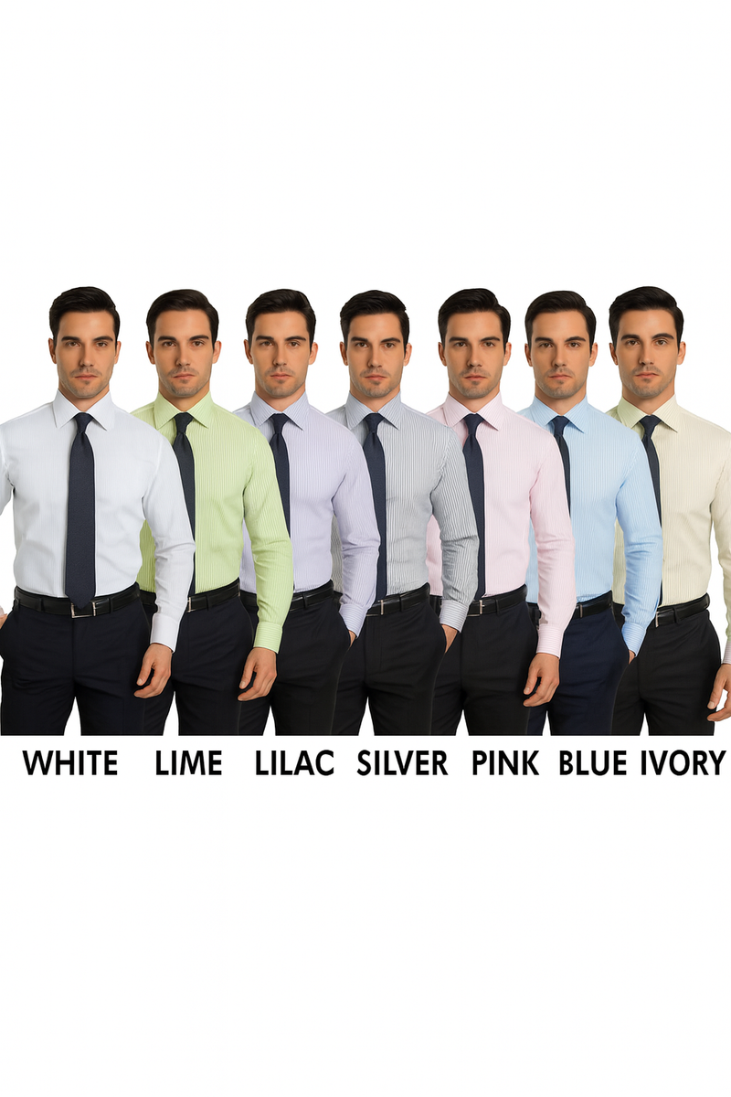 Striped French Cuff Multi-color Men's Dress Shirt