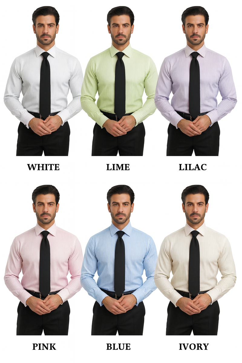 Striped French Cuff Multi-color Men's Dress Shirt
