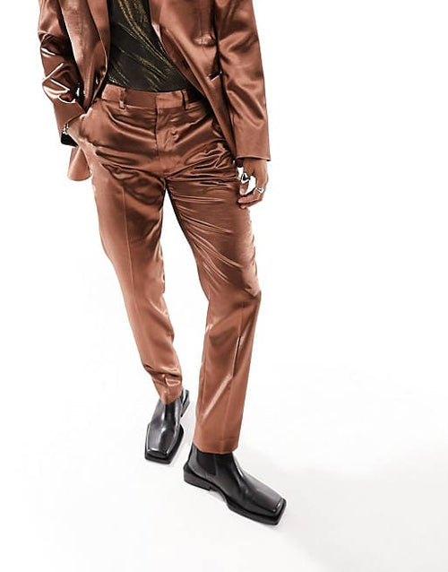 Mens Satin Suit - Shiny Rust Copper Suit - Prom Suit