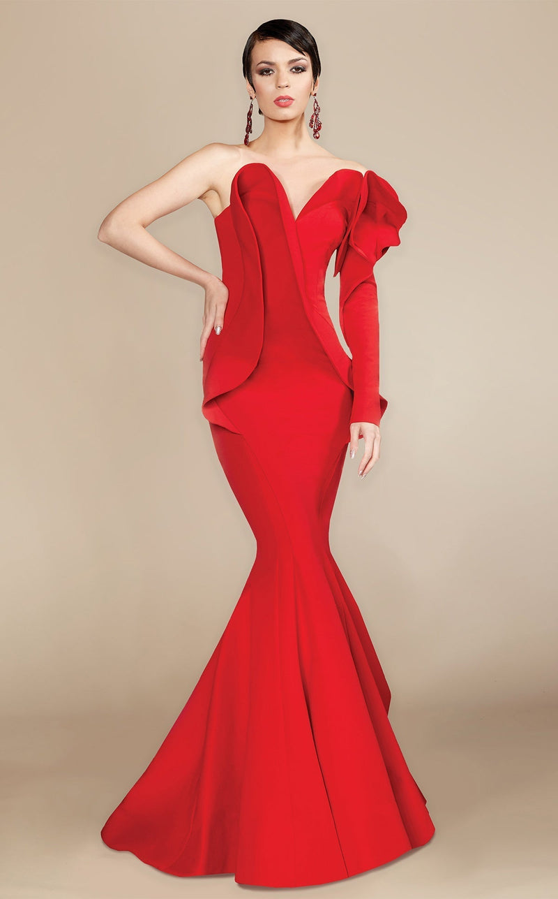 MNM Couture 2327 Black One-Sleeve Mermaid Gown