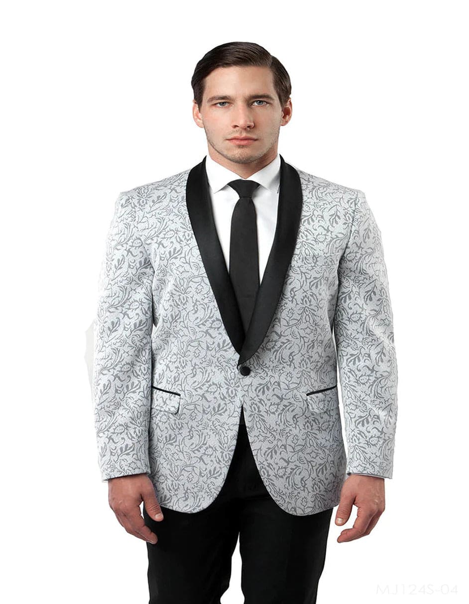 Men's Floral Paisley Silver Tuxedo