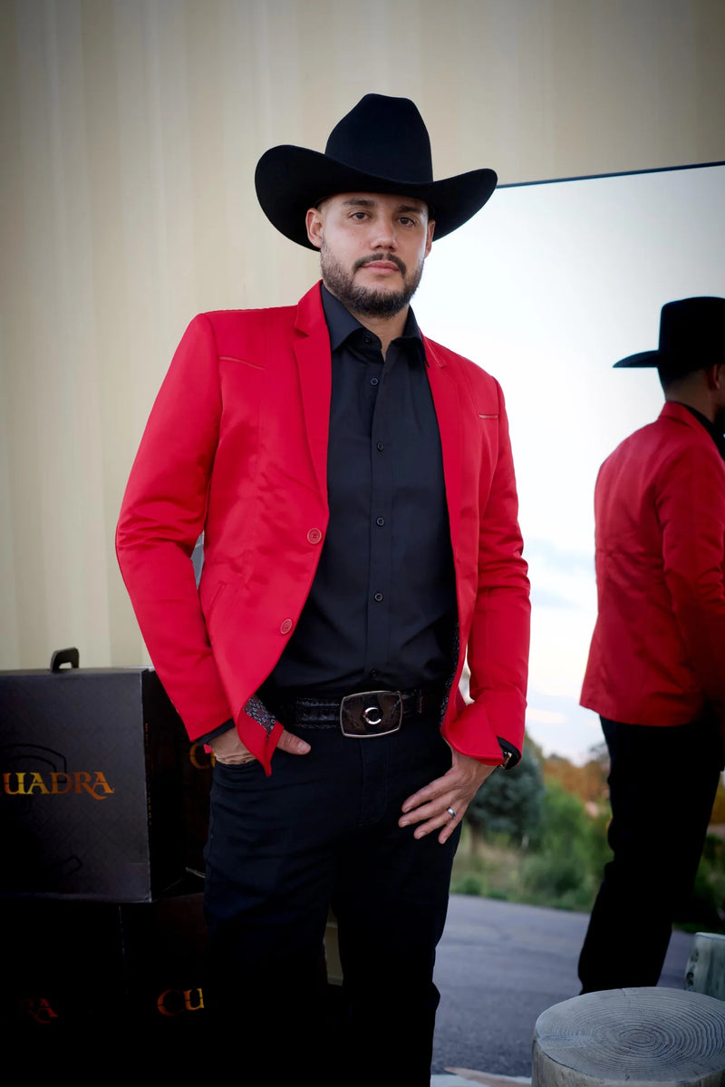 Men's Western Red Blazer Slim Fit Shiny Finish Sport Coat for Weddings, Prom & Special Events
