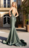 Jessica Angel JA2407 V-Neck Spaghetti Strap Mermaid Open Back Court Train Jersey Dress