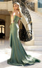 Jessica Angel JA2408 One-Shoulder Fitted Open Back Ruched Train Jersey Dress