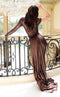 Jessica Angel JA2425 High Neck Long Sleeve Fitted Cutout Metal Jersey Dress