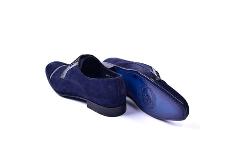 C0014031-2432 Cap toe Suede and lizard- Navy