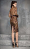 Fouad Sarkis 2613 Black-Gold Embellished Sheer Cocktail Dress by MNM Couture
