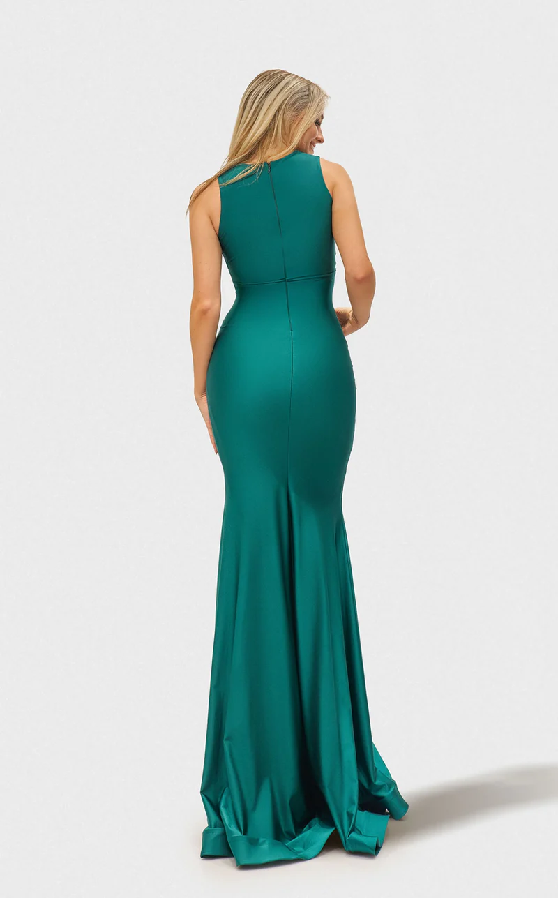 Jessica Angel JA2662 V-Neck Sleeveless Sheath High Slit Prom Jersey Dress