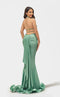 Jessica Angel JA2711 Halter Mermaid High Slit Ruched Train Prom Jersey Dress