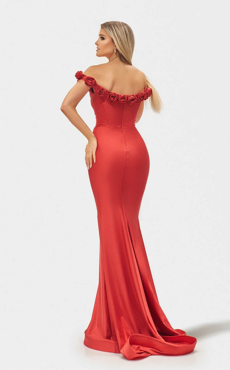 Jessica Angel JA2722 Off-Shoulder Fitted Prom Formal Floor-Length Jersey Dress