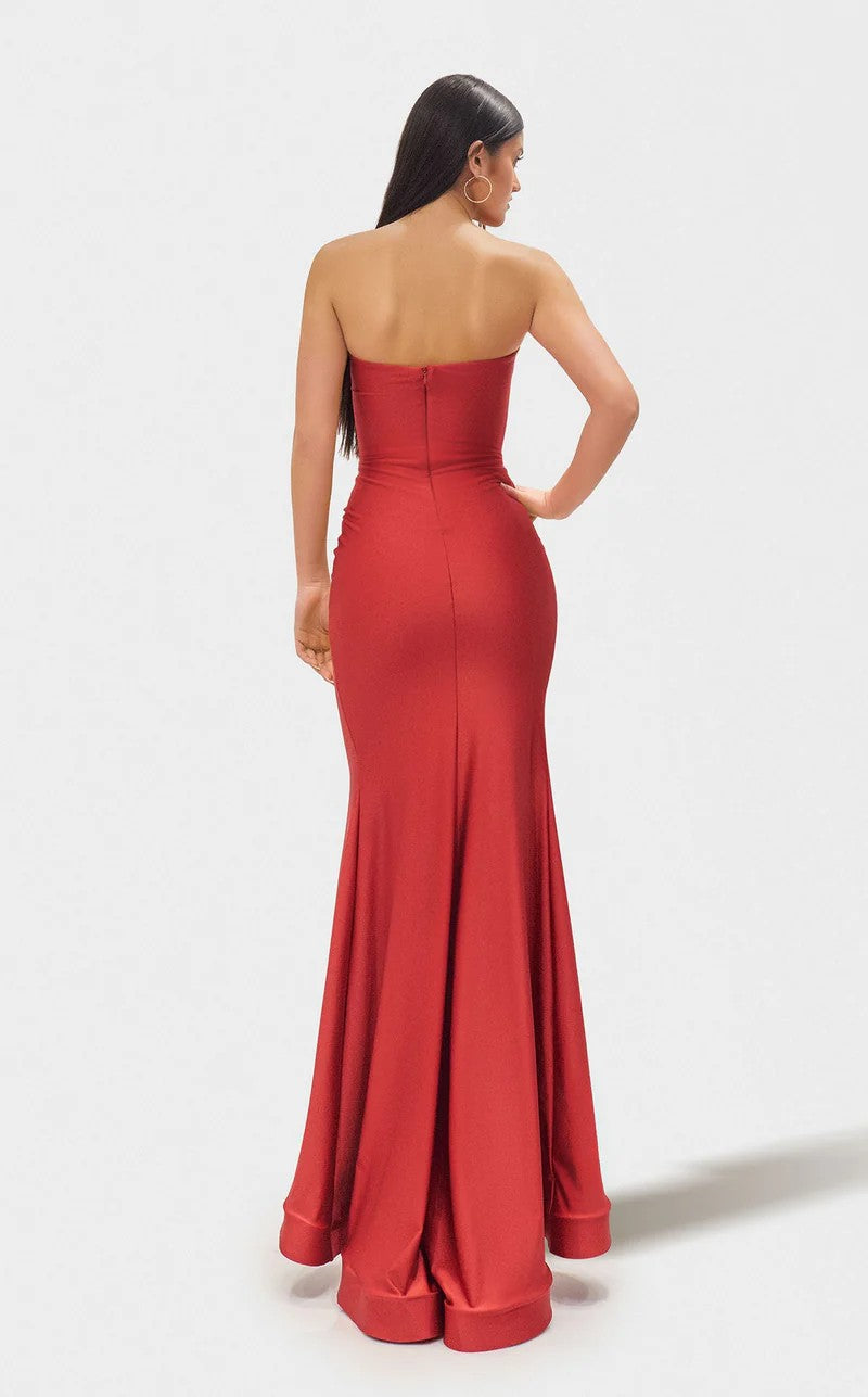 Jessica Angel JA2725 Strapless Sweetheart Fitted High Slit Beaded Jersey Dress