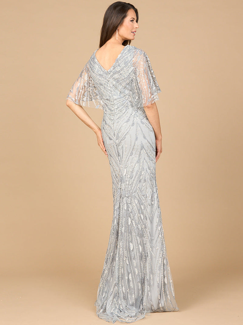 Cape Sleeve Mermaid Gown