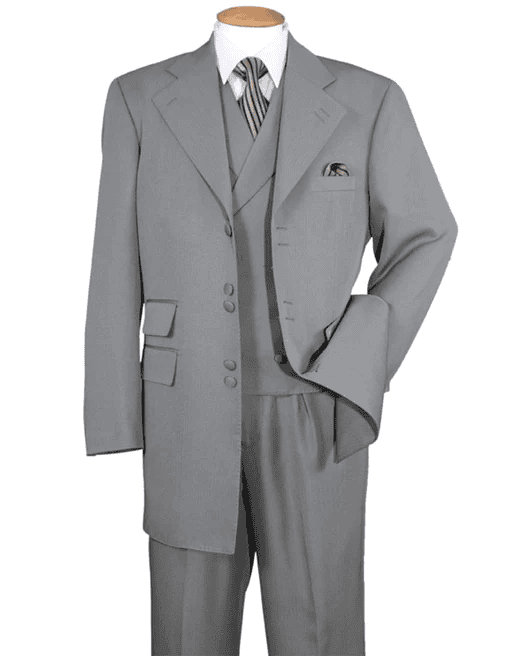 Men's Long 4 Button Off All White Zoot Suit - Pimp Suit - Zuit Suit For Men
