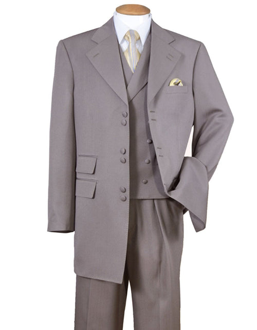 Mens 6 Button Double Breasted Vest Zoot Suit in Taupe