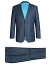 Regular Fit 2 Piece Dress Suit Windowpane in Blue