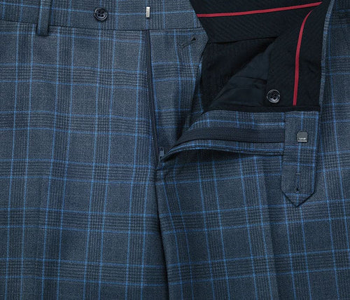 Regular Fit 2 Piece Dress Suit Windowpane in Blue