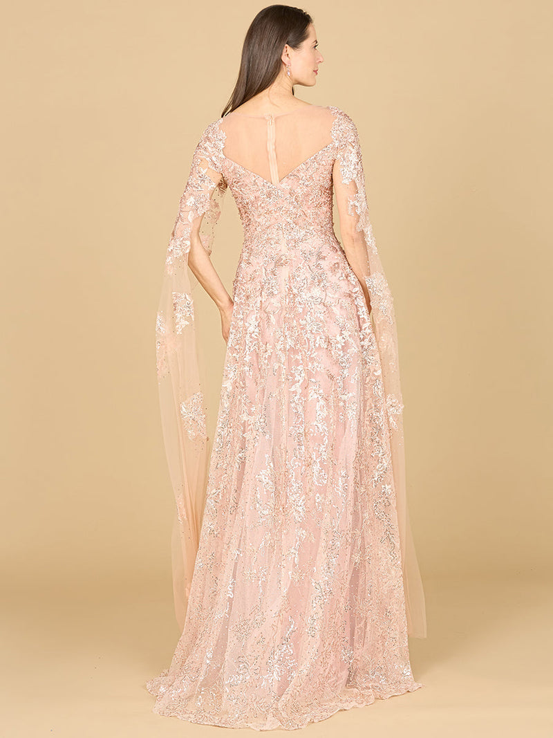 Lara 29300 Lace Mother of the Bride Dress with Cape Sleeves