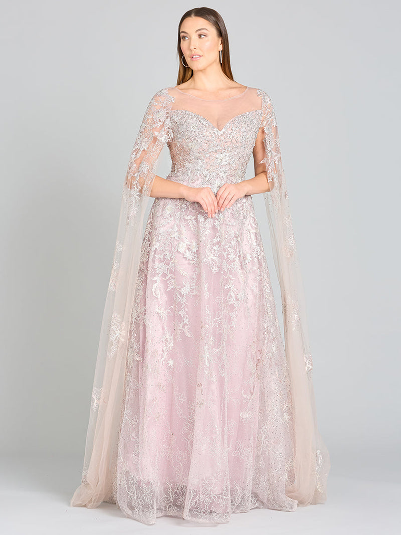 Lara 29300 Lace Mother of the Bride Dress with Cape Sleeves
