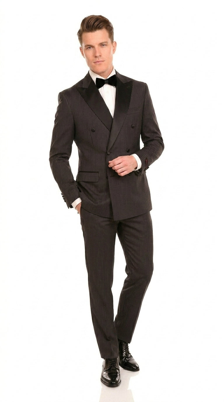 white christmas dresses Men's Classic Fit Peak Lapel Full Dress Tuxedo – The Suit Depot main image 0