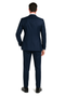 Navy blue men's tuxedo with satin peak lapel. Includes vest, pants & bow tie in navy sateen. A classic three-piece formal suit.