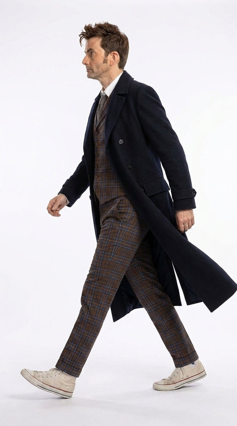 Menās Black Long Overcoat ā Doctor Who Fourteenth Doctor David Tennant Inspired Costume Coat