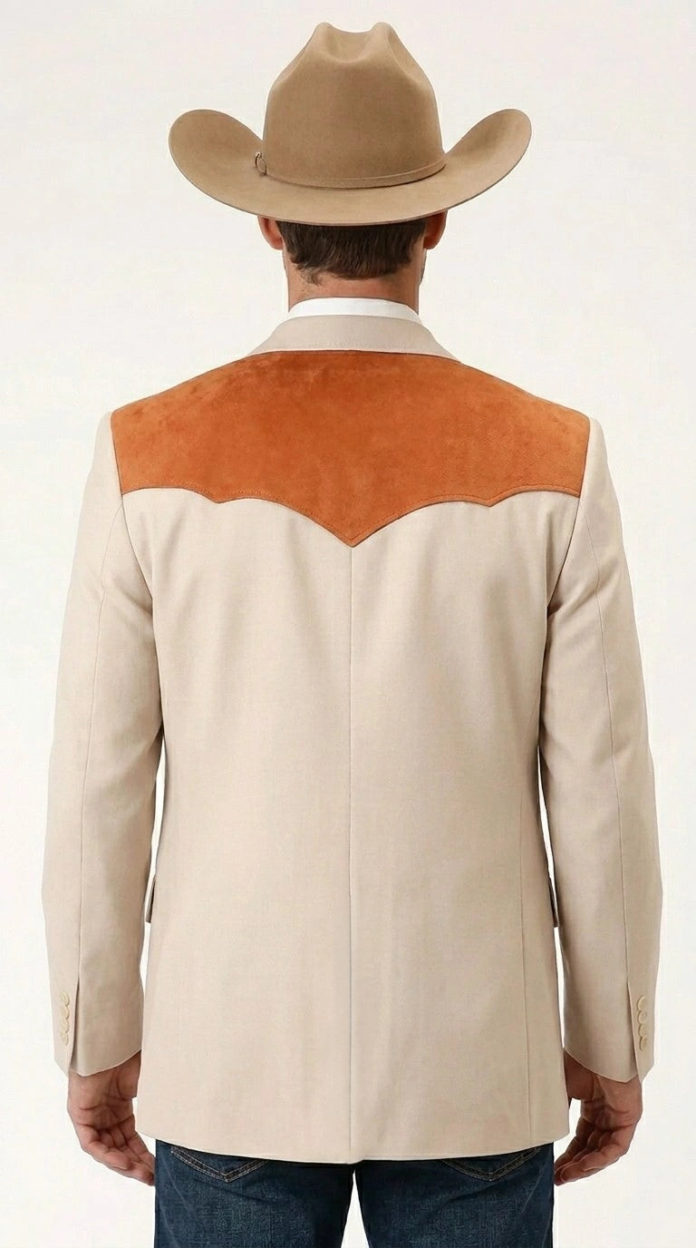 Men’s Tan Beige and Rust Western Cowboy Blazer – Classic Country Style Jacket, Vintage Western Dress Blazer for Men Country Jacket