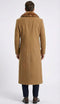 Men's Camel Brown Long Overcoat with Faux Fur Collar, Classic Winter Topcoat for Formal and Business Wear