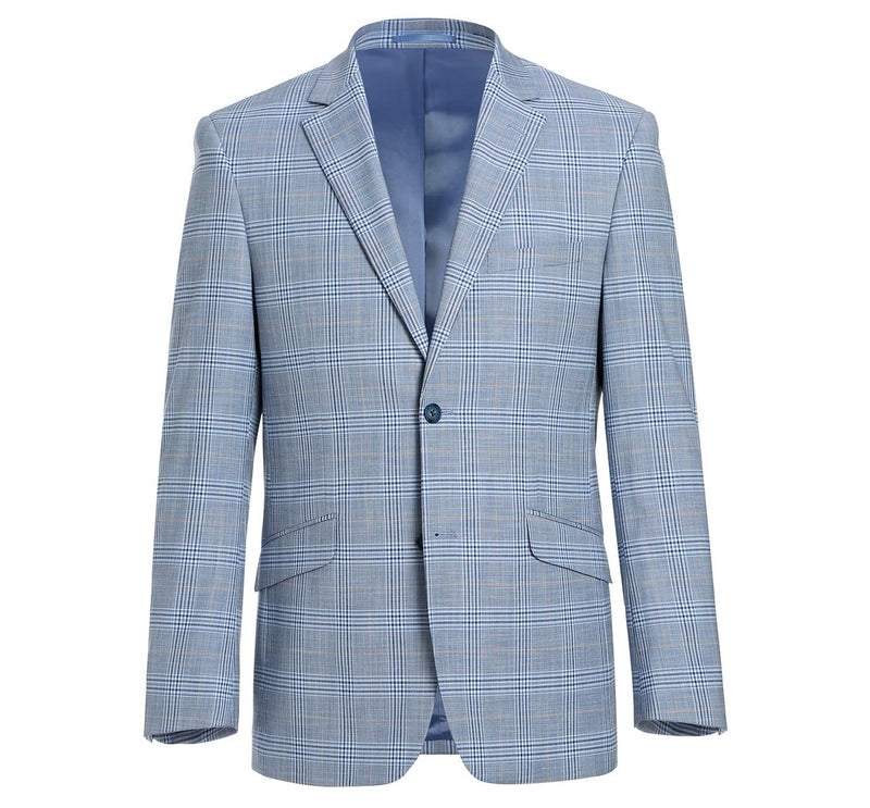 293-3 Men's 2-Piece Slim Fit Notch Lapel Stretch Windowpane Suit