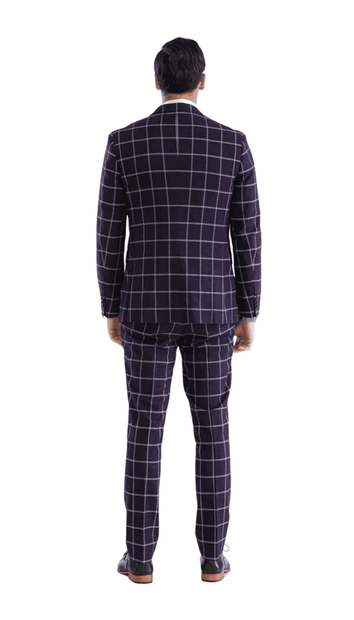 Mens Vested Gangster Plaid Pattern 1920's Suit in Burgundy