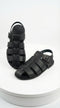 Mens Black Leather Sandals – Buckle Strap Casual Summer Shoes Breathable Open Toe Comfort Footwear