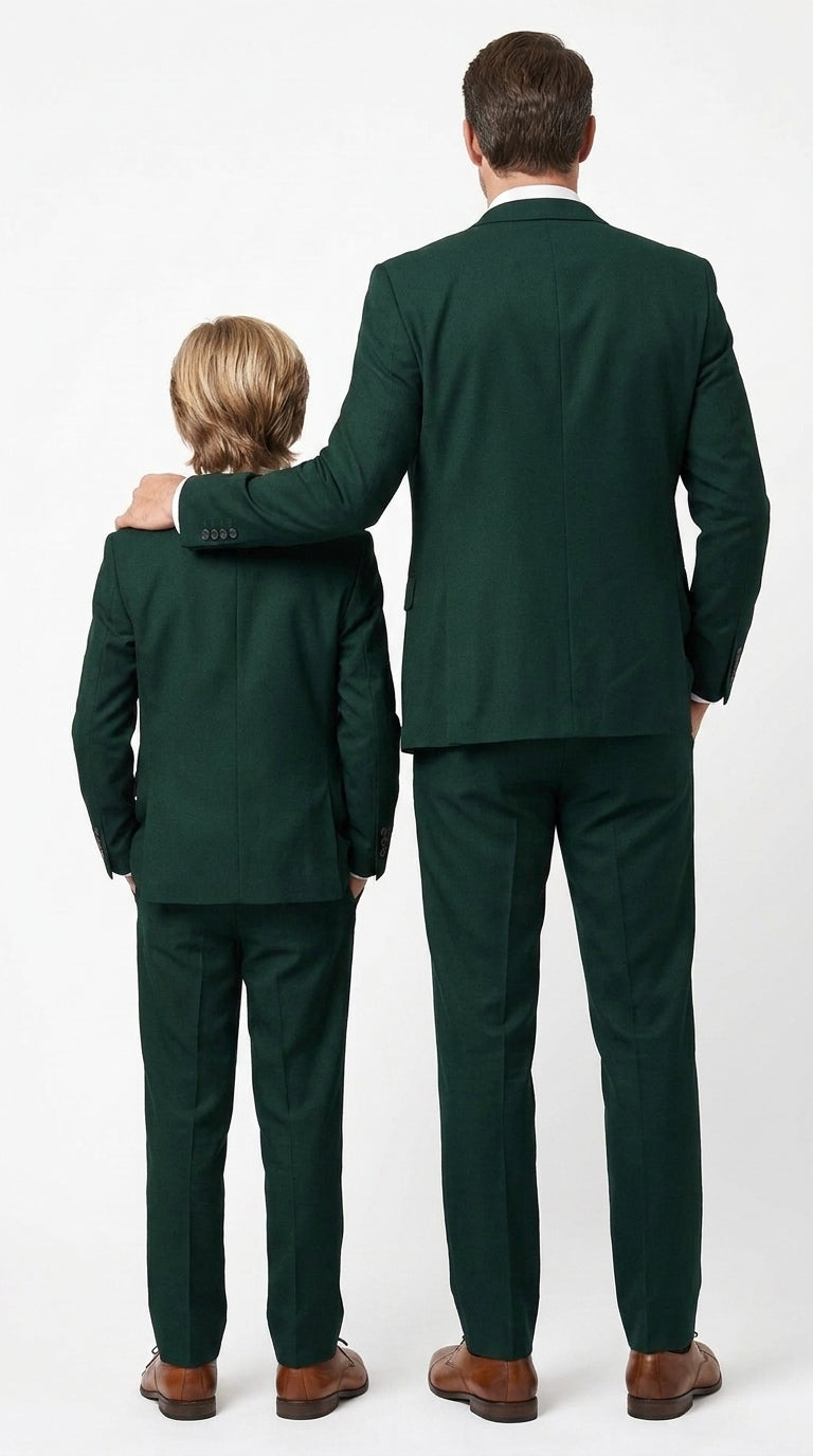 Dad & Son Matching Dark Green 3-Piece Suits ā Father and Son Wedding Formal Suits