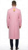 Men’s Pink Wool Blend Long Overcoat – Slim Fit Tailored Winter Coat - Carcoat - Topcoat