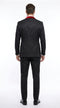 Menās Black Paisley Tuxedo with Red Velvet Shawl Lapel ā 3 Piece Wedding Prom Suit With Matching Bowtie