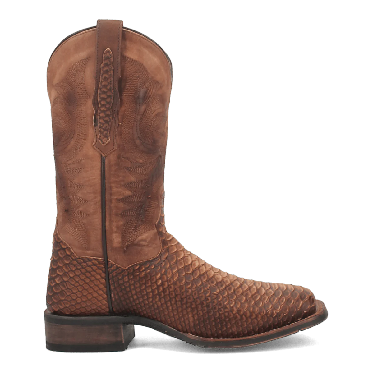 Dan Post Men's KA Python Print Leather Square Toe Boots - Brown