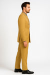 Mens Camel Tan Pinstripe Double-Breasted Suit – Bold 6-Button Modern Vintage Style