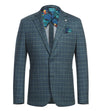 Half Canvas Slim Fit Blazer in Green Blue Check