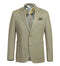 Khaki slim fit blazer with textured fabric. Features: two pockets, single button closure. Inner lining: tropical green/yellow pattern. Half canvas construction.