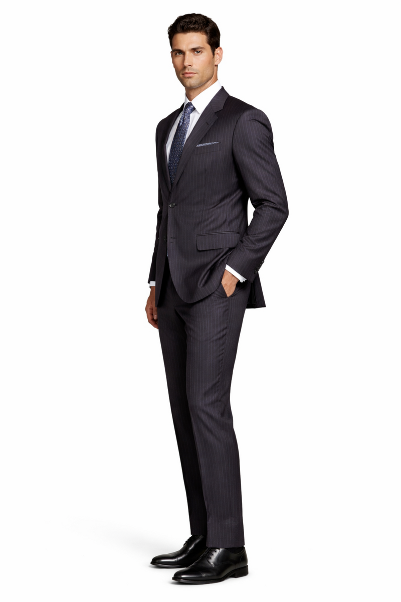 "Charcoal Grey 3-Button Classic Fit Men's Suit, 100% Wool"