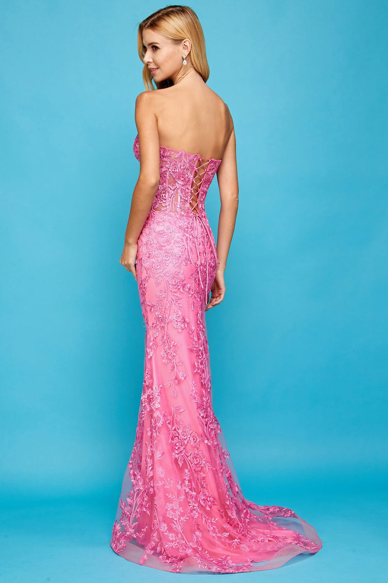 Adora Design 3025 Beaded Lace Fit and Flare Long Formal Prom Dress
