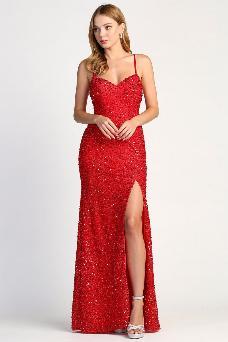 Adora 3060 Sequin Sweetheart Fitted Long Formal Prom Dress