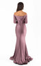 Jessica Angel JA306 Off-Shoulder Fitted Ruched Slit Prom Formal Jersey Dress