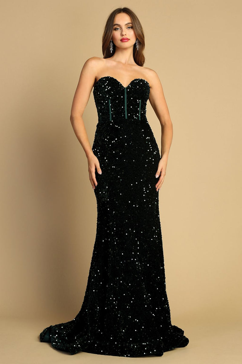Adora Design 3112 Strapless Glitter Sequin Long Formal Prom Dress