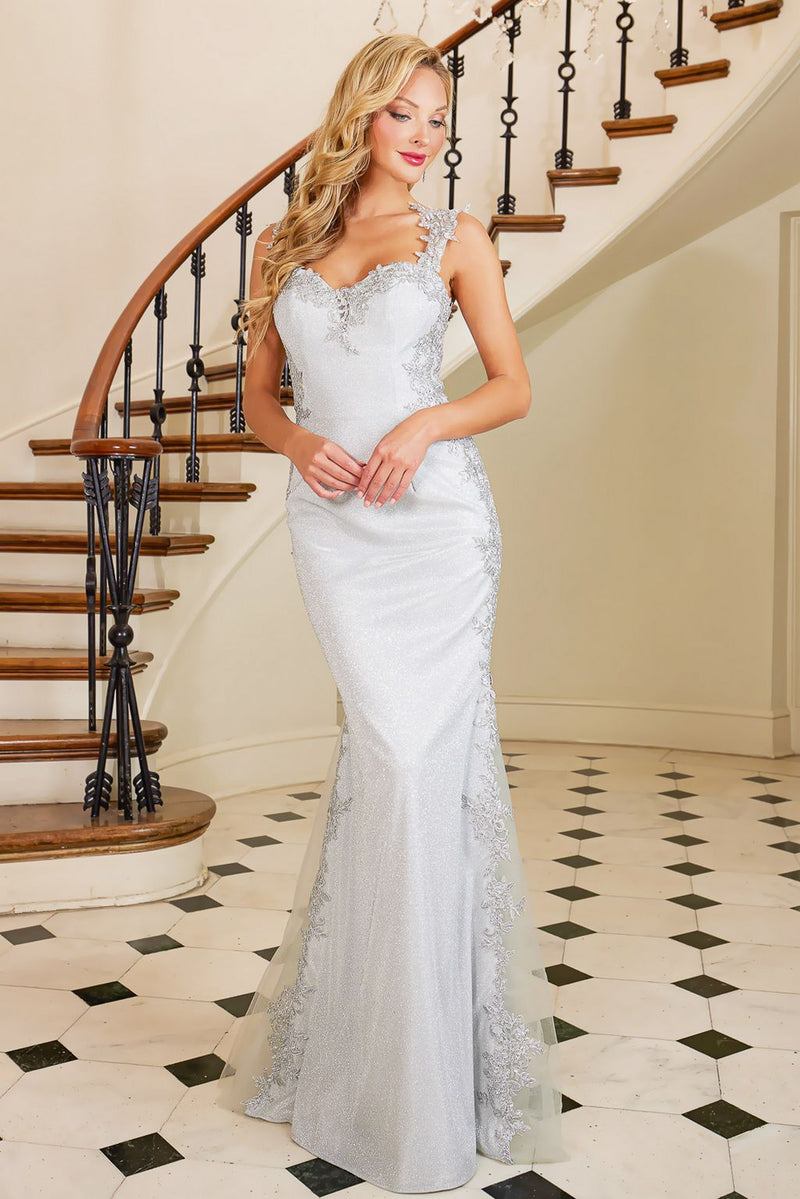 Adora Design 3116 Metallic Beaded Applique Mermaid Prom Dress