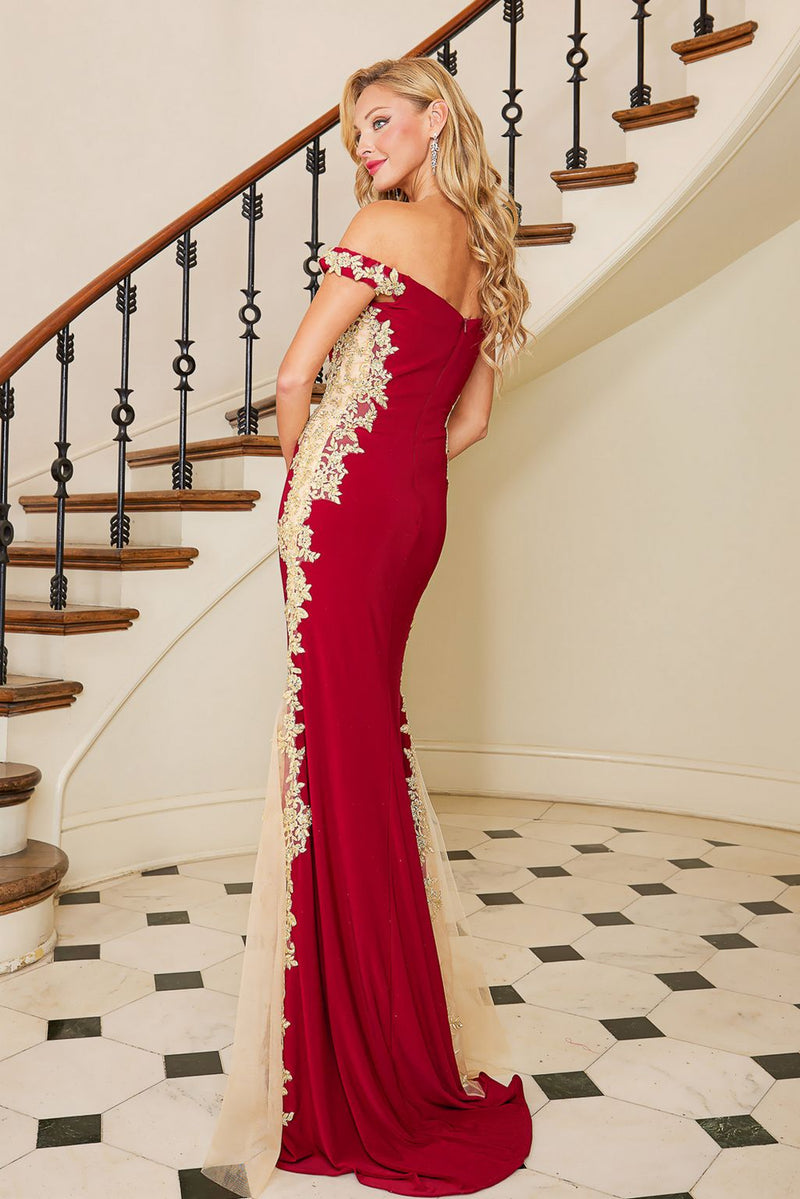 Adora Design 3117 Off-Shoulder Mermaid Long Applique Prom Dress