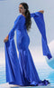 Jessica Angel JA311 V-Neck Fitted Train Evening Formal Floor-Length Jersey Dress