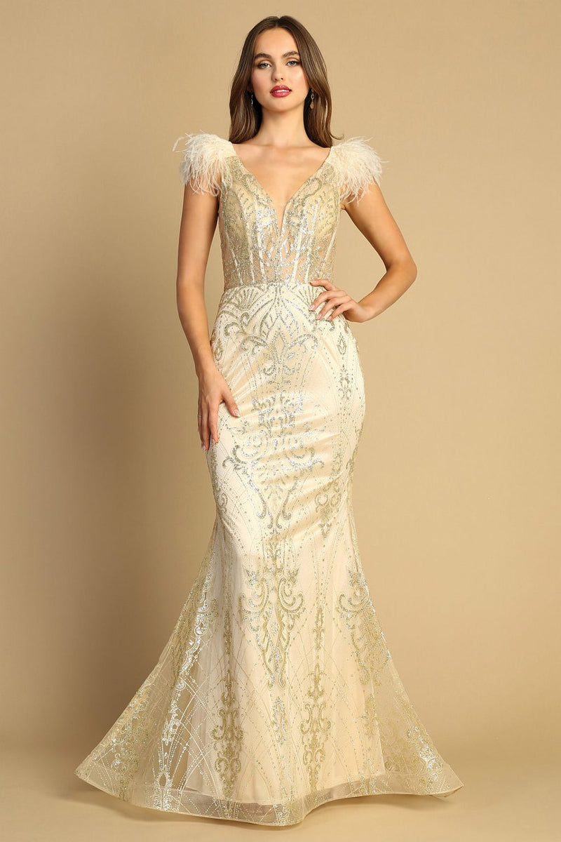Adora Design 3130 Sleeveless Glitter Applique Long Formal Prom Dress
